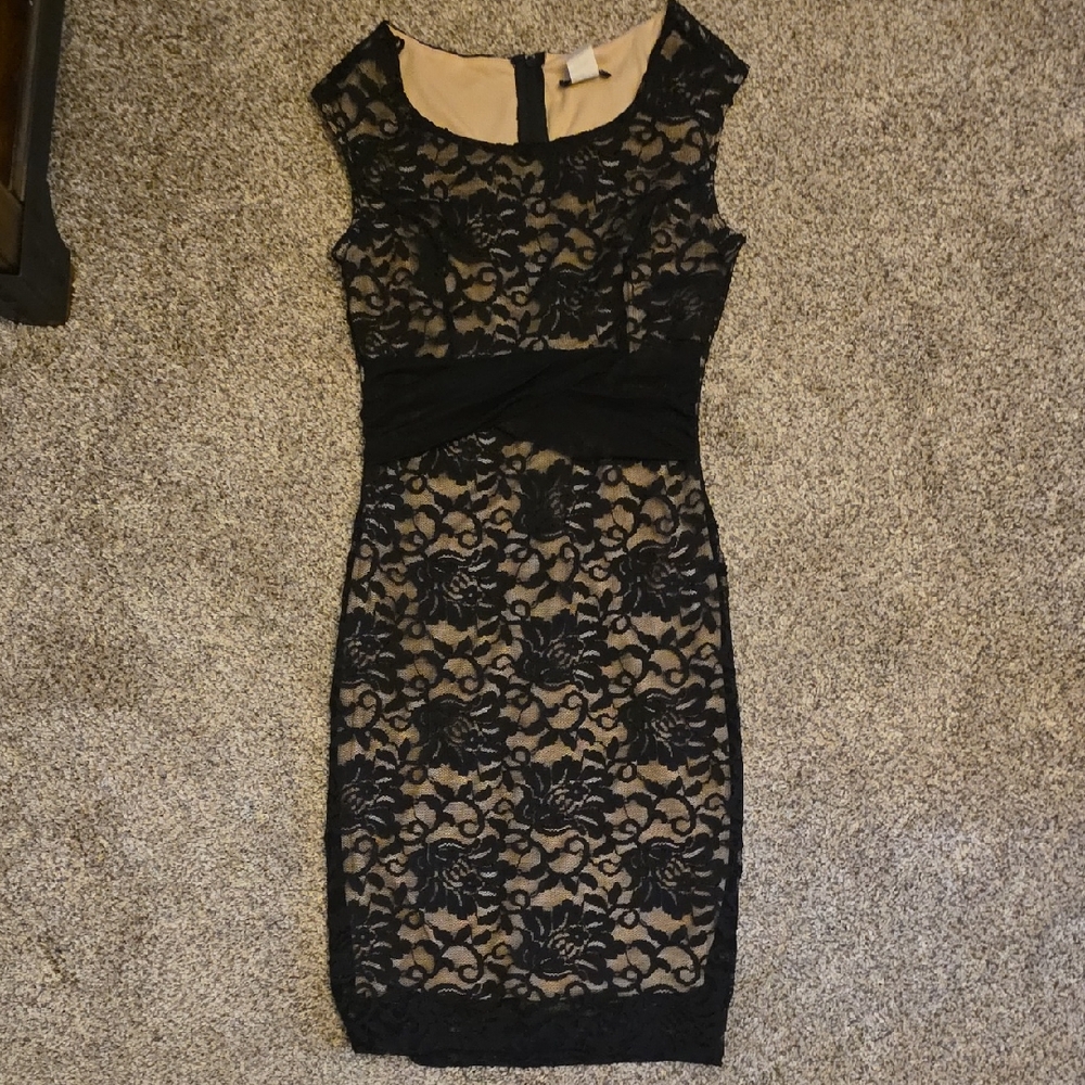 Scala Black and Cream Lace Midi Dress